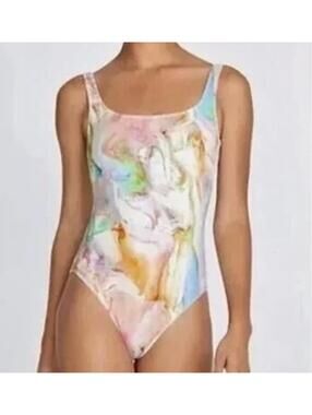 Johnny Was Calme Marble Tie Dye Marble One Piece Tank Swimsuit Swim Sz XS